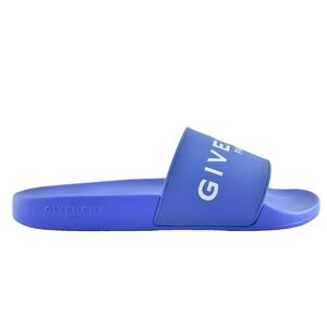 Givenchy Paris Blue White Logo Rubber Pool Slide Sandal Flip Flop Flat 44 11